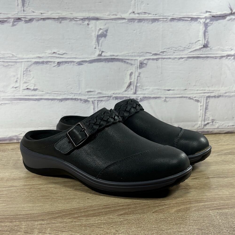 Black Women's Slip-On Clogs with Braided Strap
